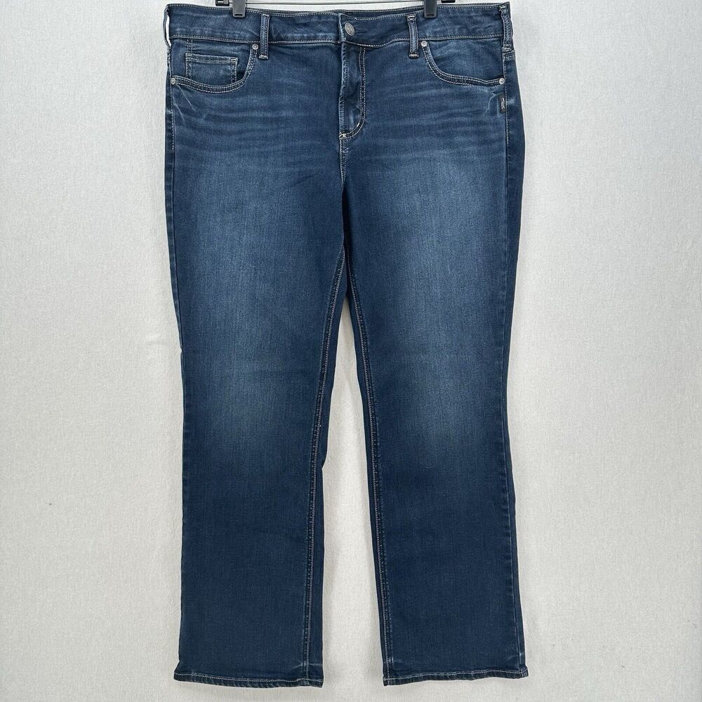 Silver Elyse Jeans Women 18 Slim Boot Cut Relaxed Blue Stretch Denim Western EUC